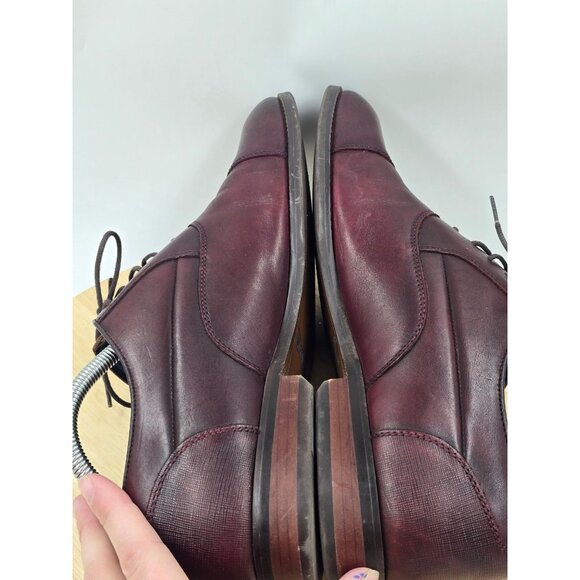 Stacy Adams Kallum Cap Toe Oxfords Burgundy Leather Dress Shoes Mens Sz 9.5M 255